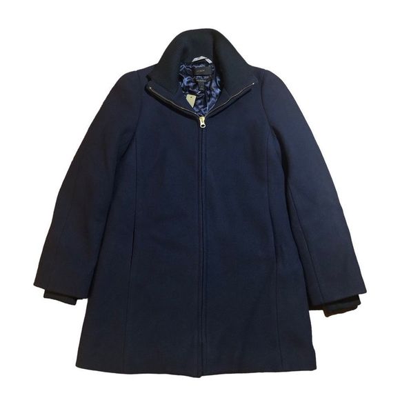 j crew womens coat size 4 dark navy full zip wool style H1207 - Picture 1 of 9